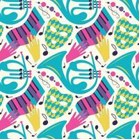 Pattern with with carnival masks and musical instrumentsments vector