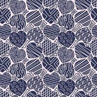 Seamless Pattern with hearts decorated with different textures. vector