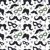 Carnaval pattern with moustache and masks, Stars. vector