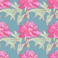 Pattern with peonies on a blue background vector
