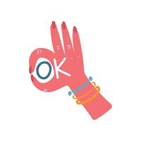 Hand Gesture OK Sign, Design Element Can Be Used For Greeting Card, Badge, Label, Invitation, Banner Illustration vector