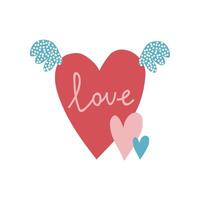 Red Heart with Wings and Love Lettering, Design Element Can Be Used For Greeting Card, Badge, Label, Invitation, Banner Illustration vector