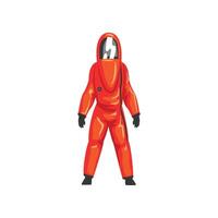 Man in Red Protective Suit, Helmet and Mask, Professional Safety Uniform Illustration vector