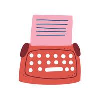 Red Retro Typewriter and Blank Paper Sheet Illustration vector