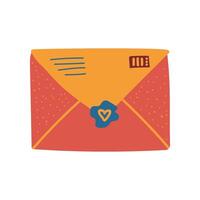 Retro Orange Mail Envelope with Seal and Stamp Illustration vector