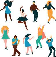 People Dancing Set, Men and Women Dancer Performing Classical and Modern Dance Illustration vector
