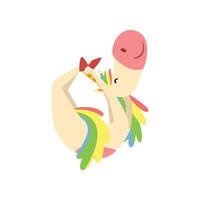 Funny Unicorn Practicing Yoga Exercise, Fantasy Beautiful Horse Character with Rainbow Mane and Tail in Bow Position Illustration vector