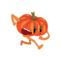 Angry Pumpkin Running, Screaming Vegetable Character with Funny Face Illustration vector