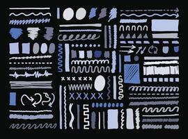 Artistic hand drawn pencil scribble element set. Freehand shapes design bundle. Border template collection. vector