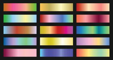 Gradient color palette swatches template set. Vibrant gradation design collection for reference. vector
