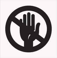 High-Quality Red No Entry Hand Silhouette on White Background vector