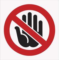 Warning Sign Icon Red No Entry Hand Silhouette on White Background vector