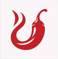 Sharp and Simple Red Chili Pepper Silhouette on White Background vector