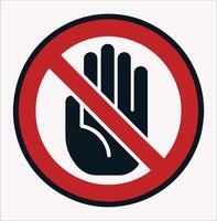 Red No Entry Hand Silhouette on White for Graphic Design vector