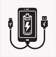 Simple Smartphone Battery Charging Icon with White Background vector