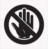 No Entry Hand Label Icon on White Background vector