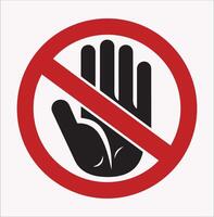 Clean Red Hand No Entry Icon Silhouette for Warning Signs vector