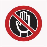 Simple No Entry Hand Red Label with White Background vector