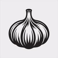 Elegant Garlic Silhouette Illustration on White vector