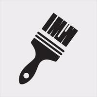 Paintbrush Silhouette Icon Elegant Line Art on White Background vector