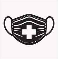 Simple Medical Face Mask Icon Silhouette on White Background vector