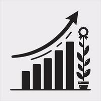 Growth Bar Chart Silhouette on a White Background vector