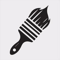 Simple Paintbrush Icon Design with Silhouette on White Background vector