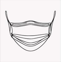 High-Quality Medical Face Mask Silhouette on White Background vector