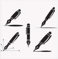 Stylized Pen Nib Silhouettes for Creative Design 10 EPS on White Background vector