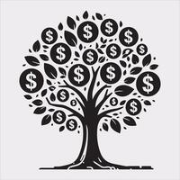 Simple Money Tree Silhouette on White Background vector