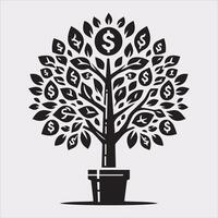 Money Tree Icon in Silhouette for White Background vector