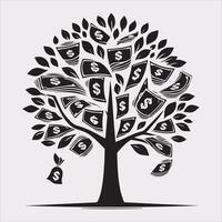 Financial Symbolism Money Tree Silhouette on White Background vector