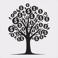 Elegant Money Tree Silhouette on a Clean White Background vector