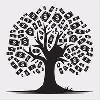 Download Money Tree Silhouette for White Background Designs vector