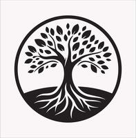 Unique Tree Shape Logo in Silhouette Style on White Background vector
