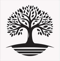 Tree Illustration Logo in Silhouette Design on White Background vector