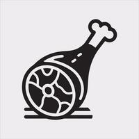 Icon of Meat Leg in Format Silhouette on White Background vector