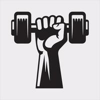 High-Resolution Dumbbell Holding Silhouette for Fitness vector