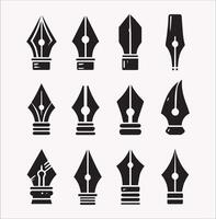 Elegant Pen Nib Silhouettes Set of 10 EPS on White Background vector