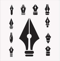 High-Resolution Pen Nib Silhouette 10 EPS on White Background vector