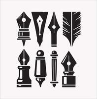 High-Quality Pen Nib Silhouettes on White Background 10 EPS Pack vector