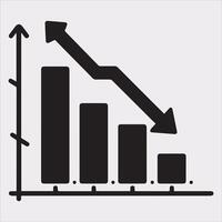 High-Quality Icon Loss Bar Chart Silhouette on White Background vector