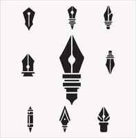 Pen Nib Silhouettes for Creative Design Projects vector