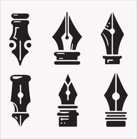 Minimalist Pen Nib Silhouettes Set 10 EPS on White Background vector