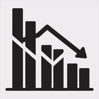 Minimal Silhouette of Loss Bar Chart for Business Analysis vector