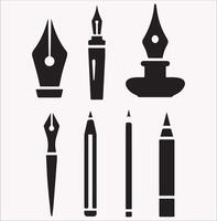 Unique Pen Nib Silhouettes in 10 EPS Format on Clean White Background vector