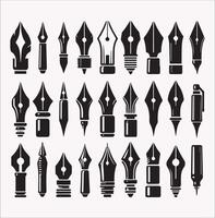 Pen Nib Silhouettes Set on White Background Ideal for Designers vector