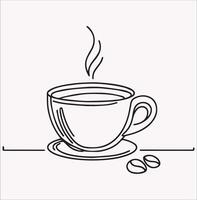 Tea and Coffee Cup Icon Minimalistic Line Art for Cafes and Menus vector