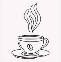 Elegant Coffee Cup Line Drawing Continuous Outline Sketch vector