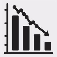 Silhouette Icon of Loss Bar Chart Minimalist for Data Analysis vector